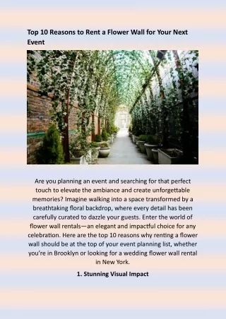 Top 10 Reasons to Rent a Flower Wall for Your Next Event