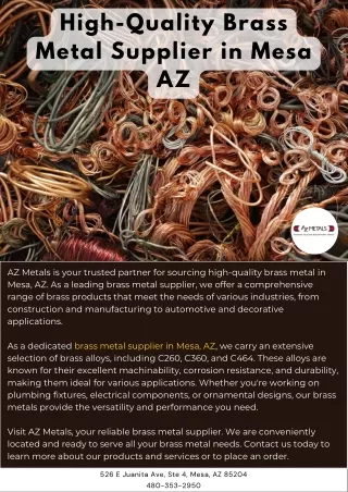 High-Quality Brass Metal Supplier in Mesa AZ