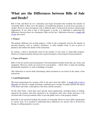 What are the Differences between Bills of Sale and Deeds?