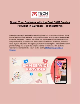 Best SMM Service Provider in Gurgaon – TechMetronix