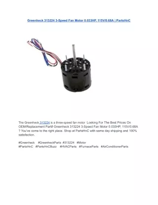 Greenheck 313224 3-Speed Fan Motor 0.033HP, 115V_0.68A _ PartsHnC