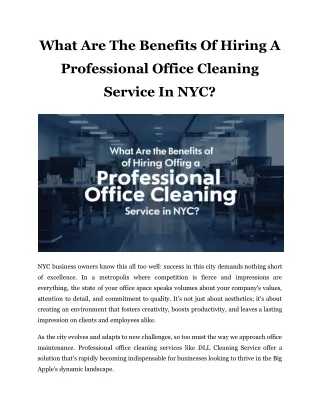 What Are The Benefits Of Hiring A Professional Office Cleaning Service In NYC?