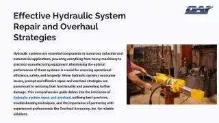 Effective Hydraulic System Repair and Overhaul Strategies