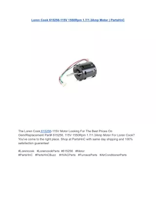 _Loren Cook 615256-115V 1550Rpm 1.7_1.3Amp Motor _ PartsHnC