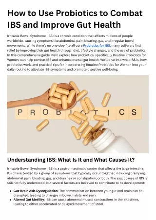 How to Use Probiotics to Combat IBS and Improve Gut Health