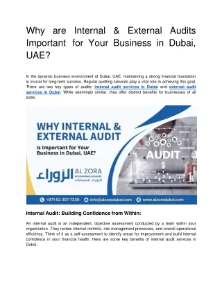 Why are Internal & External Audits Important for Your Business in Dubai, UAE