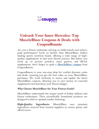 Unleash Your Inner Hercules Top MuscleBlaze Coupons & Deals with CouponBunnie