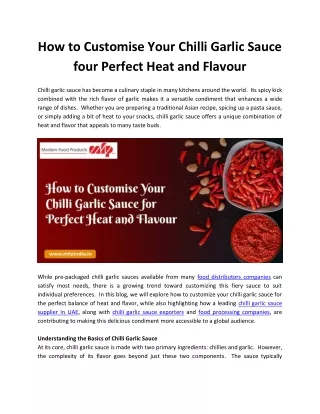 How to Customise Your Chilli Garlic Sauce four Perfect Heat and Flavour