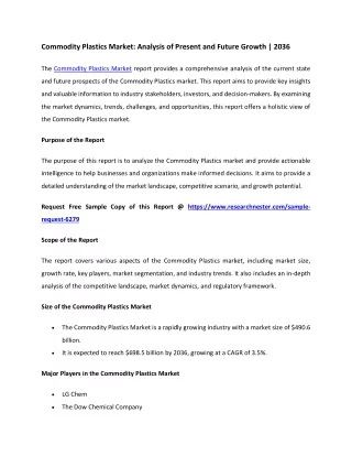 Commodity Plastics Market