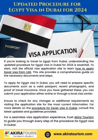 Updated Procedure for  Egypt Visa in Dubai for 2024