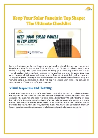 Keep Your Solar Panels in Top Shape The Ultimate Checklist
