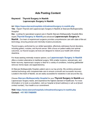 Comprehensive Guide to Thyroid and Laparoscopic Surgery in Nashik at Starcare Multispeciality Hospital