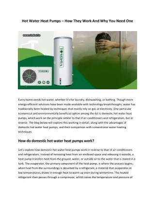 Hot Water Heat Pumps – How They Work And Why You Need One