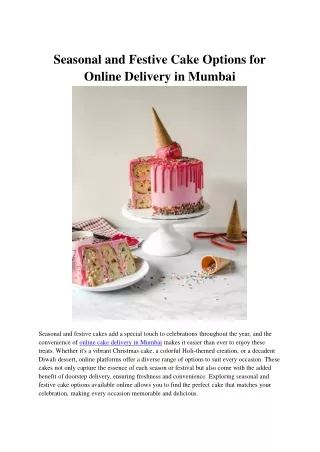 Seasonal and Festive Cake Options for Online Delivery in Mumbai