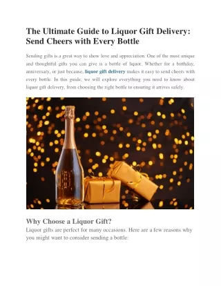 The Ultimate Guide to Liquor Gift Delivery Send Cheers with Every Bottle