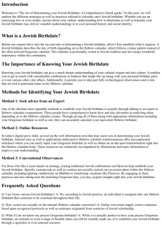 The Craft of Calculating your Jewish Birthdate: A Comprehensive Manual