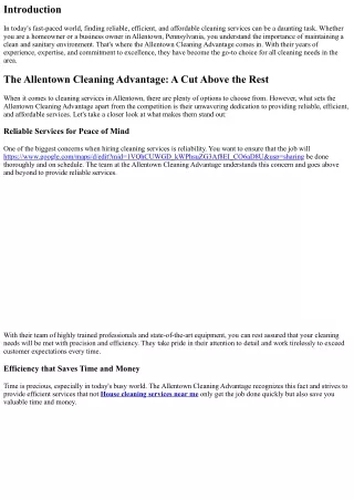 Reliable, Efficient, and Affordable: The Allentown Cleaning Advantage