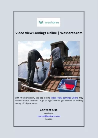 Video View Earnings Online  Wesharez.com