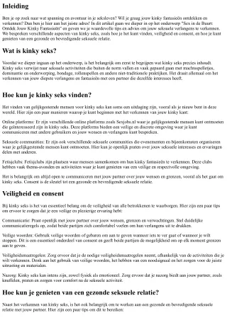 Sex in de Buurt: Ontdek Jouw Kinky Fantasieën