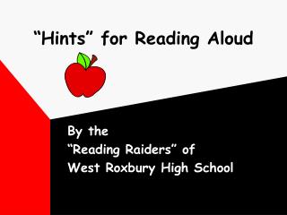 “Hints” for Reading Aloud