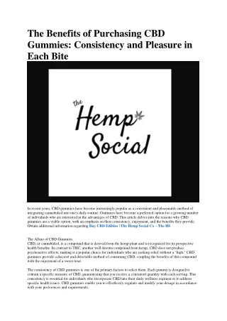 CBD Edibles - The Hemp Social Co – The HS