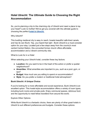 Hotel Utrecht: The Ultimate Guide to Choosing the Right Accommodation