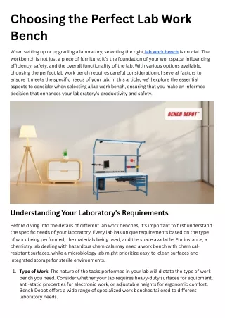 Choosing the Perfect Lab Work Bench