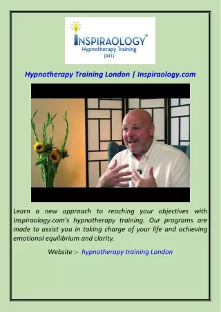 Hypnotherapy Training London  Inspiraology.com