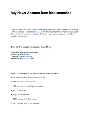 10 Super Useful Tips To Improve  Buy Naver Account