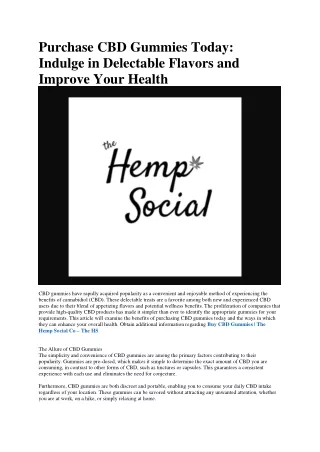 CBD Edibles - The Hemp Social Co – The HS