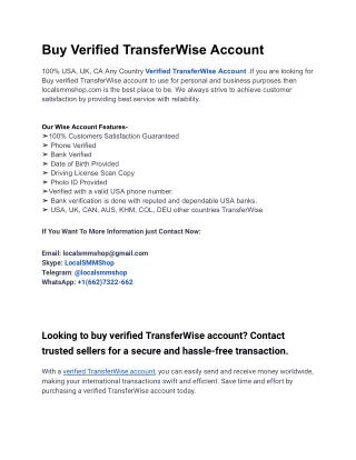 10 Super Useful Tips To Improve Buy Verified Transferwise Account
