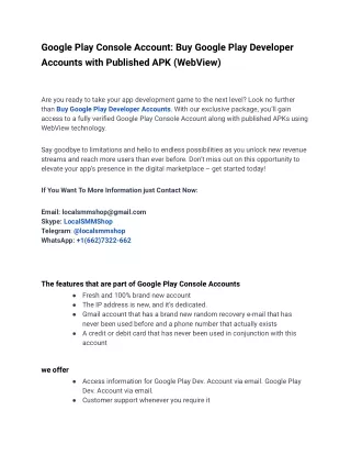10 Super Useful Tips To Improve Buy Google Play Developer Accounts