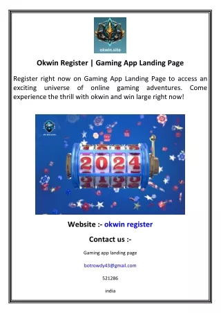 Okwin Register   Gaming App Landing Page