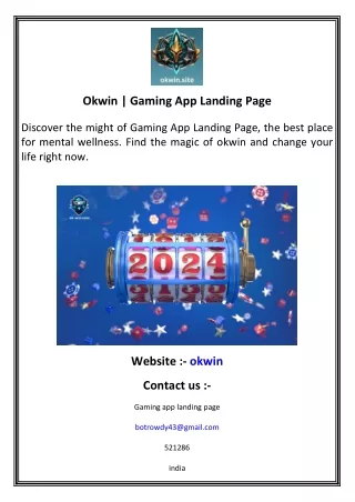 Okwin   Gaming App Landing Page