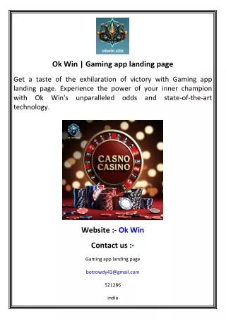 Ok Win   Gaming app landing page