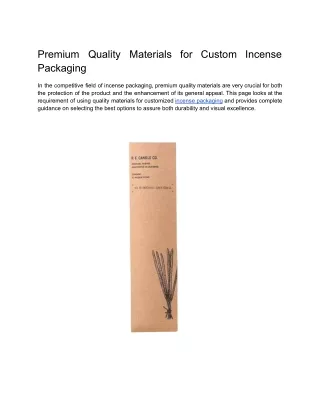 Premium Quality Materials for Custom Incense Packaging
