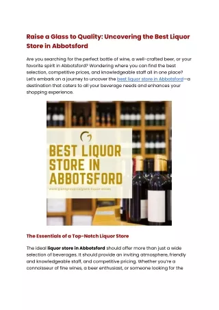 Raise a Glass to Quality_ Uncovering the Best Liquor Store in Abbotsford