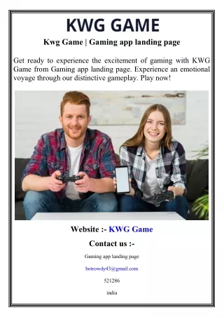 Kwg Game   Gaming app landing page