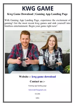 Kwg Game Download   Gaming App Landing Page
