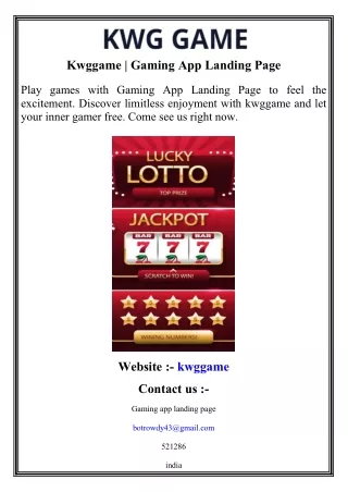 Kwggame   Gaming App Landing Page