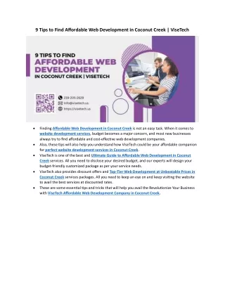 9 Tips to Find Affordable Web Development in Coconut Creek