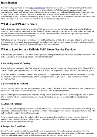 What to Look for in a Reliable VoIP Phone Service Provider