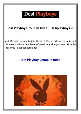 Join Playboy Group In India Desiplayboys.in