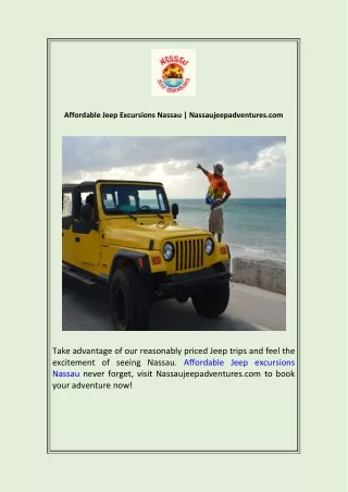 Affordable Jeep Excursions Nassau  Nassaujeepadventures.com