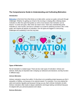 The Comprehensive Guide to Understanding and Cultivating Motivation