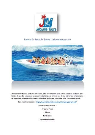 Paseos En Barco En Saona | Jeloumatours.com