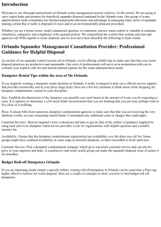 Orlando Squander Administration Session Company: Expert Information for Helpful
