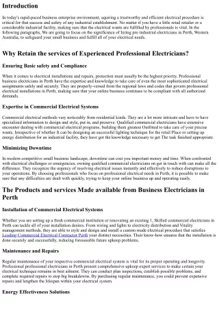 Safeguarding Your organization: Pro Industrial Electrical Wants in Perth