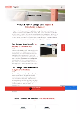 Garage Door Maintenance Sydney