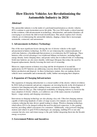 How Electric Vehicles Are Revolutionizing the Automobile Industry in 2024